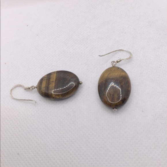 Women Tiger Eye Dangle Earrings - Picture 5 of 8